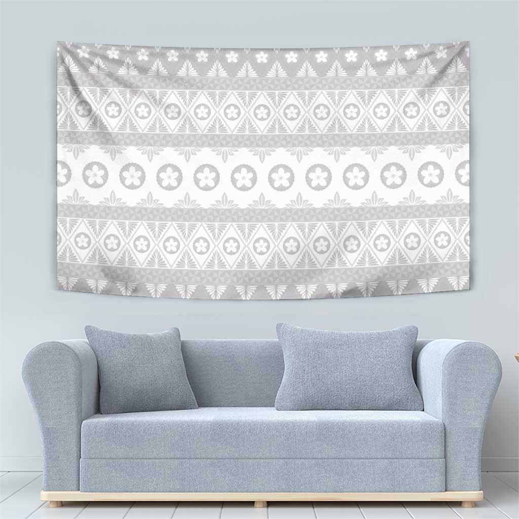 Tonga White Sunday Tapestry Tongan Ngatu Siale Pattern LT05 - Polynesian Pride