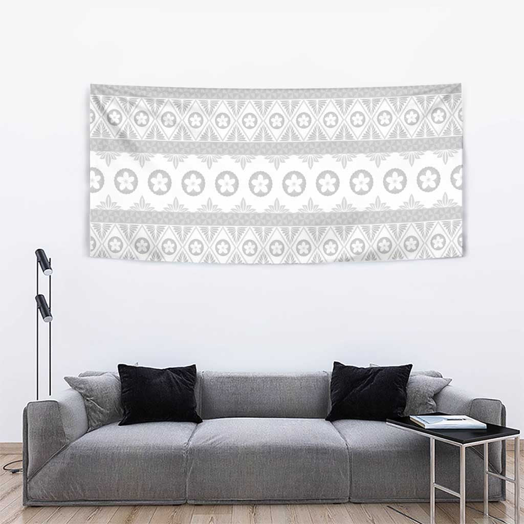 Tonga White Sunday Tapestry Tongan Ngatu Siale Pattern LT05 - Polynesian Pride
