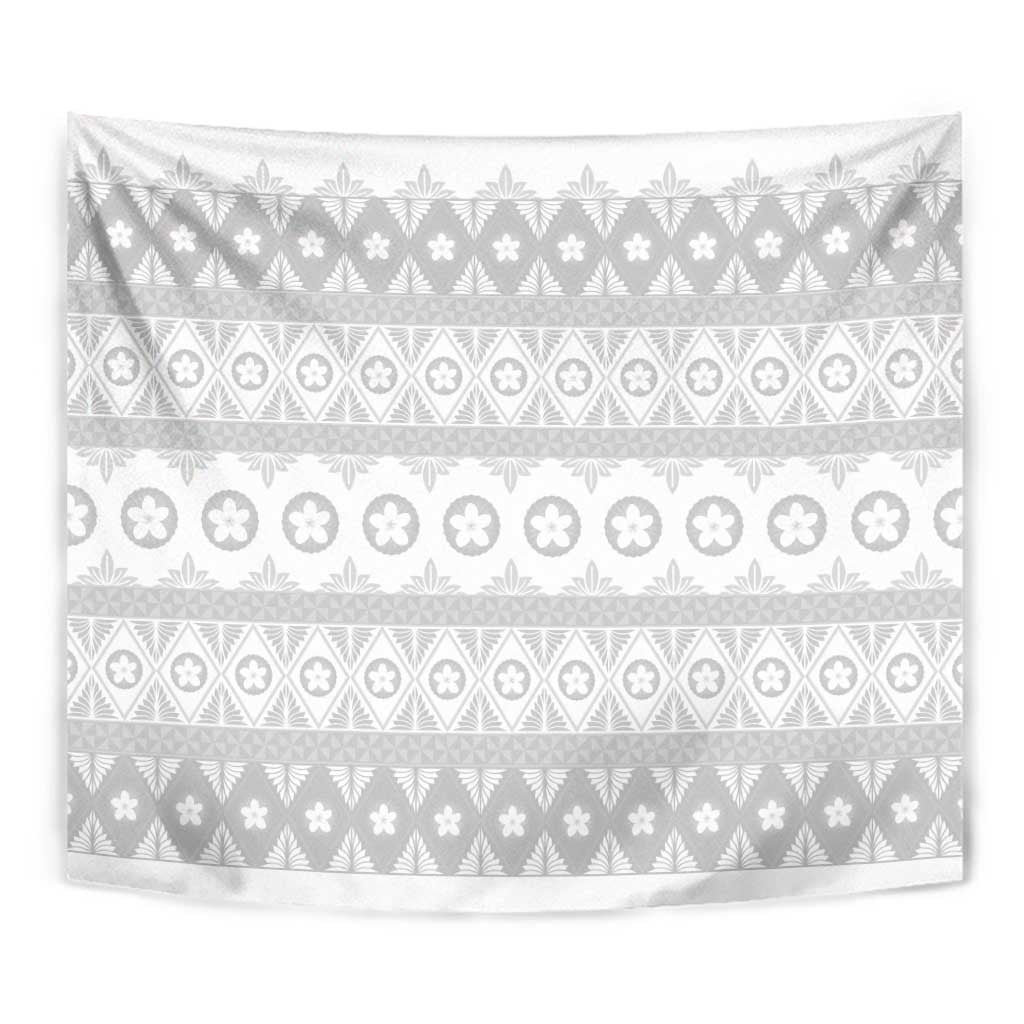 Tonga White Sunday Tapestry Tongan Ngatu Siale Pattern LT05 - Polynesian Pride