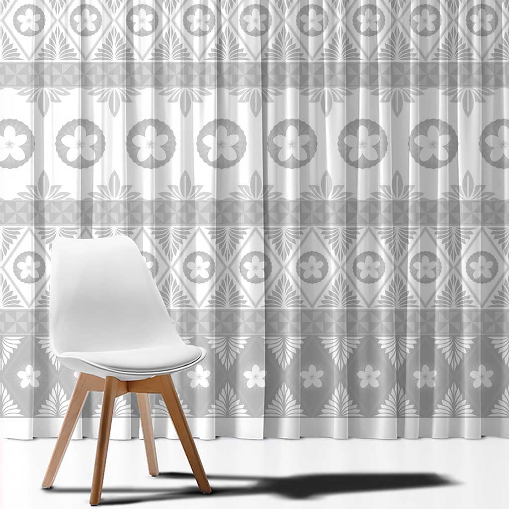Tonga White Sunday Window Curtain Tongan Ngatu Siale Pattern LT05 - Polynesian Pride