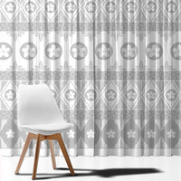 Tonga White Sunday Window Curtain Tongan Ngatu Siale Pattern LT05 - Polynesian Pride