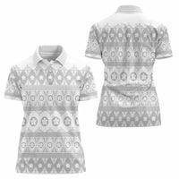 Tonga White Sunday Women Polo Shirt Tongan Ngatu Siale Pattern LT05 - Polynesian Pride