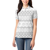 Tonga White Sunday Women Polo Shirt Tongan Ngatu Siale Pattern LT05 - Polynesian Pride