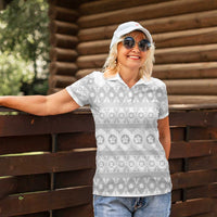 Tonga White Sunday Women Polo Shirt Tongan Ngatu Siale Pattern LT05 - Polynesian Pride