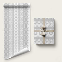 Tonga White Sunday Wrapping Paper Tongan Ngatu Siale Pattern LT05 58" × 23" White - Polynesian Pride