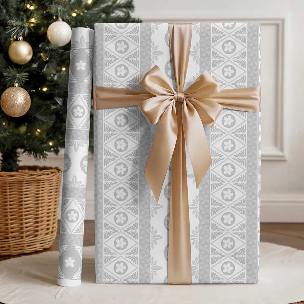 Tonga White Sunday Wrapping Paper Tongan Ngatu Siale Pattern LT05 - Polynesian Pride