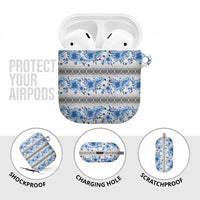 Samoa White Sunday AirPods Case Samoan Tapa Blue Hibiscus LT05 - Polynesian Pride