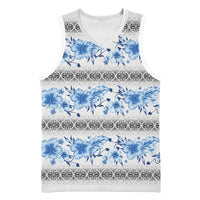 Samoa White Sunday Basketball Jersey Samoan Tapa Blue Hibiscus LT05 Unisex Blue - Polynesian Pride