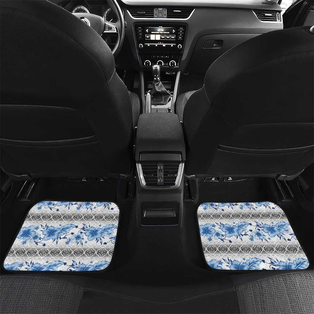 Samoa White Sunday Car Mats Samoan Tapa Blue Hibiscus LT05 Set 2pcs - Back Blue - Polynesian Pride