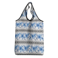 Samoa White Sunday Grocery Bag Samoan Tapa Blue Hibiscus LT05 - Polynesian Pride