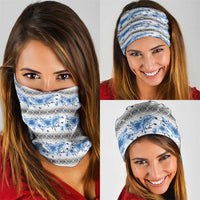 Samoa White Sunday Neck Gaiter Samoan Tapa Blue Hibiscus LT05 - Polynesian Pride