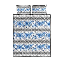 Samoa White Sunday Quilt Bed Set Samoan Tapa Blue Hibiscus LT05 - Polynesian Pride