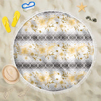 Samoa White Sunday Beach Blanket Samoan Tapa Yellow Hibiscus LT05 One Size 150cm Yellow - Polynesian Pride
