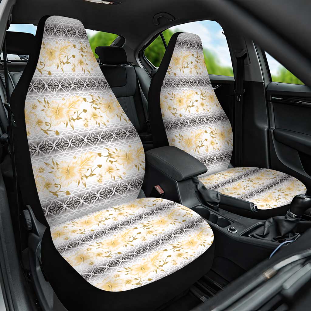 Samoa White Sunday Car Seat Cover Samoan Tapa Yellow Hibiscus LT05 One Size Yellow - Polynesian Pride