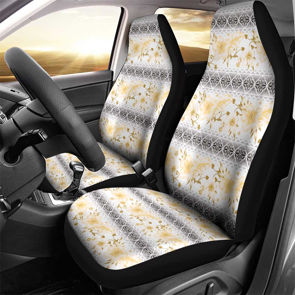 Samoa White Sunday Car Seat Cover Samoan Tapa Yellow Hibiscus LT05 - Polynesian Pride