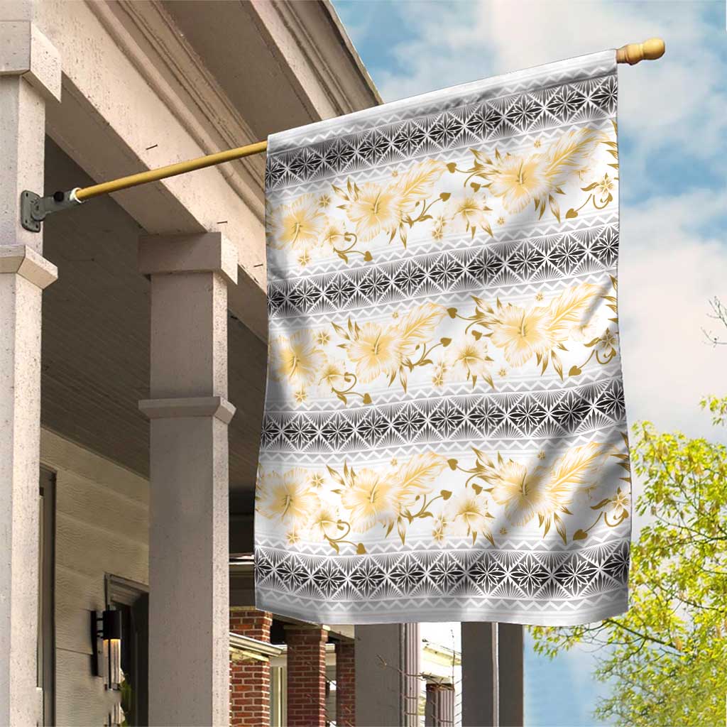 Samoa White Sunday Garden Flag Samoan Tapa Yellow Hibiscus LT05 House Flag Yellow - Polynesian Pride