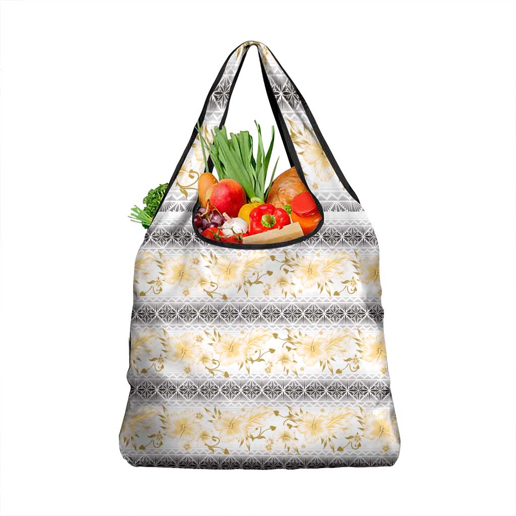 Samoa White Sunday Grocery Bag Samoan Tapa Yellow Hibiscus LT05 1-pack One Size Yellow - Polynesian Pride