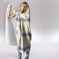 Samoa White Sunday Hooded Blanket Samoan Tapa Yellow Hibiscus LT05 - Polynesian Pride