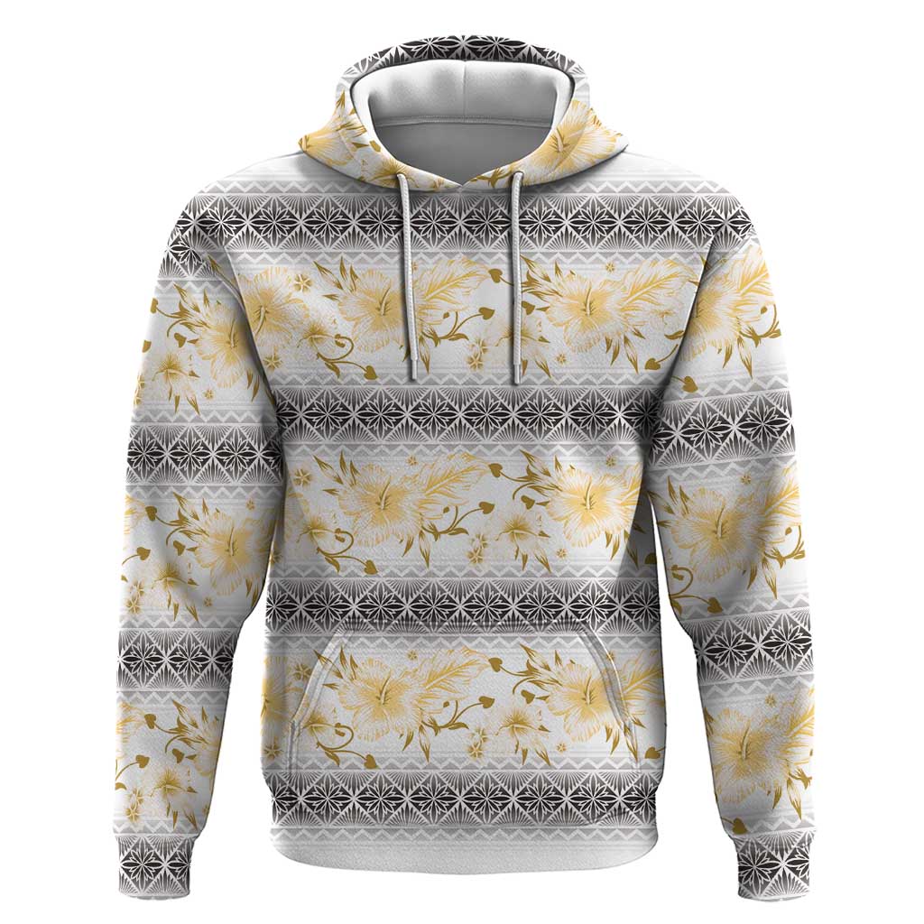 Samoa White Sunday Hoodie Samoan Tapa Yellow Hibiscus LT05 Pullover Hoodie Yellow - Polynesian Pride