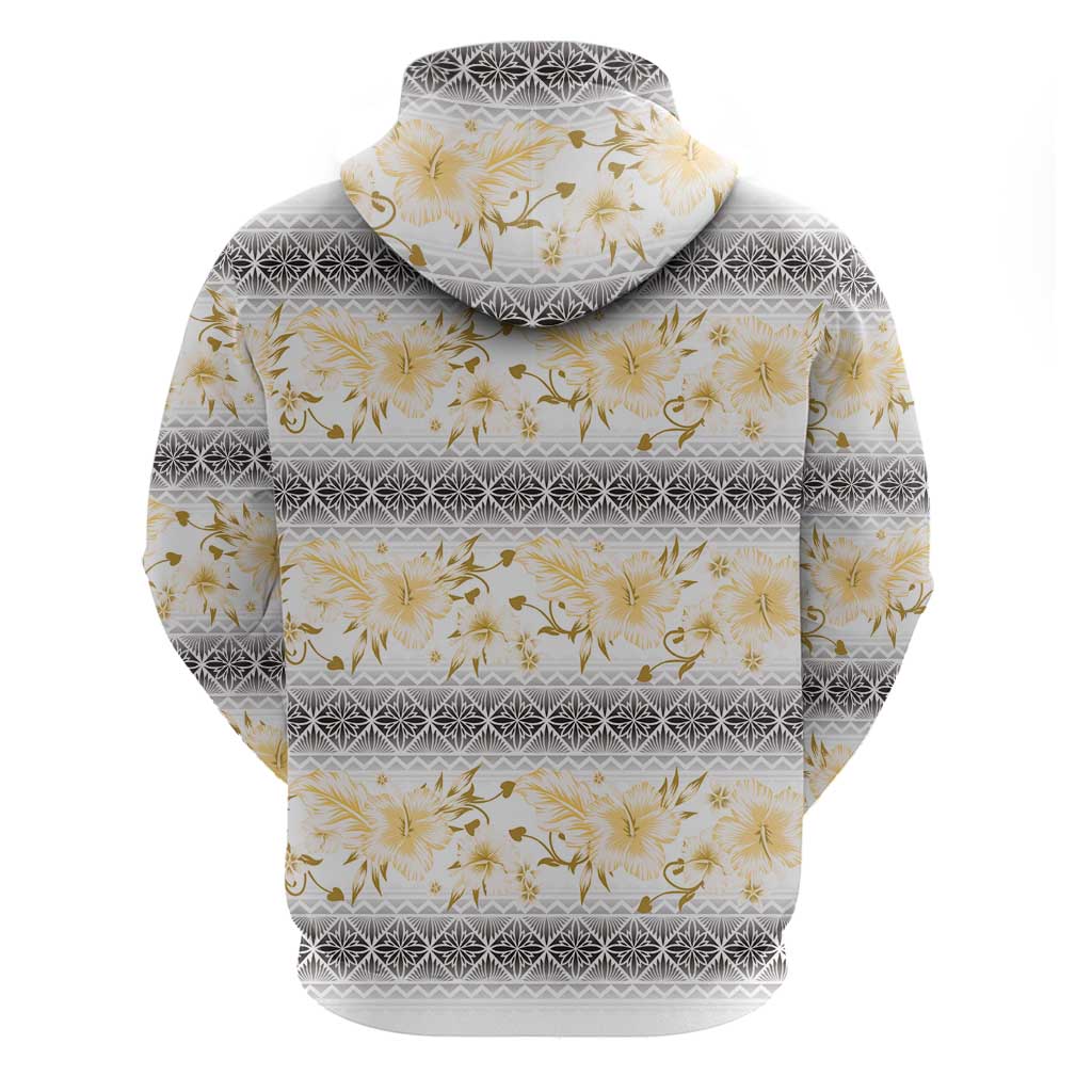 Samoa White Sunday Hoodie Samoan Tapa Yellow Hibiscus LT05 - Polynesian Pride