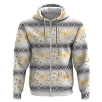 Samoa White Sunday Hoodie Samoan Tapa Yellow Hibiscus LT05 Zip Hoodie Yellow - Polynesian Pride