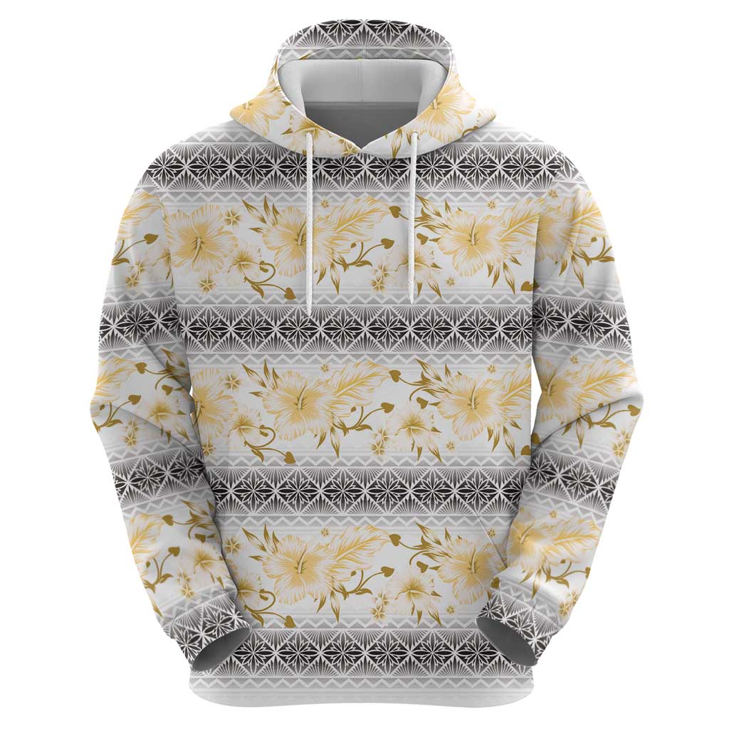 Samoa White Sunday Hoodie Samoan Tapa Yellow Hibiscus LT05 - Polynesian Pride