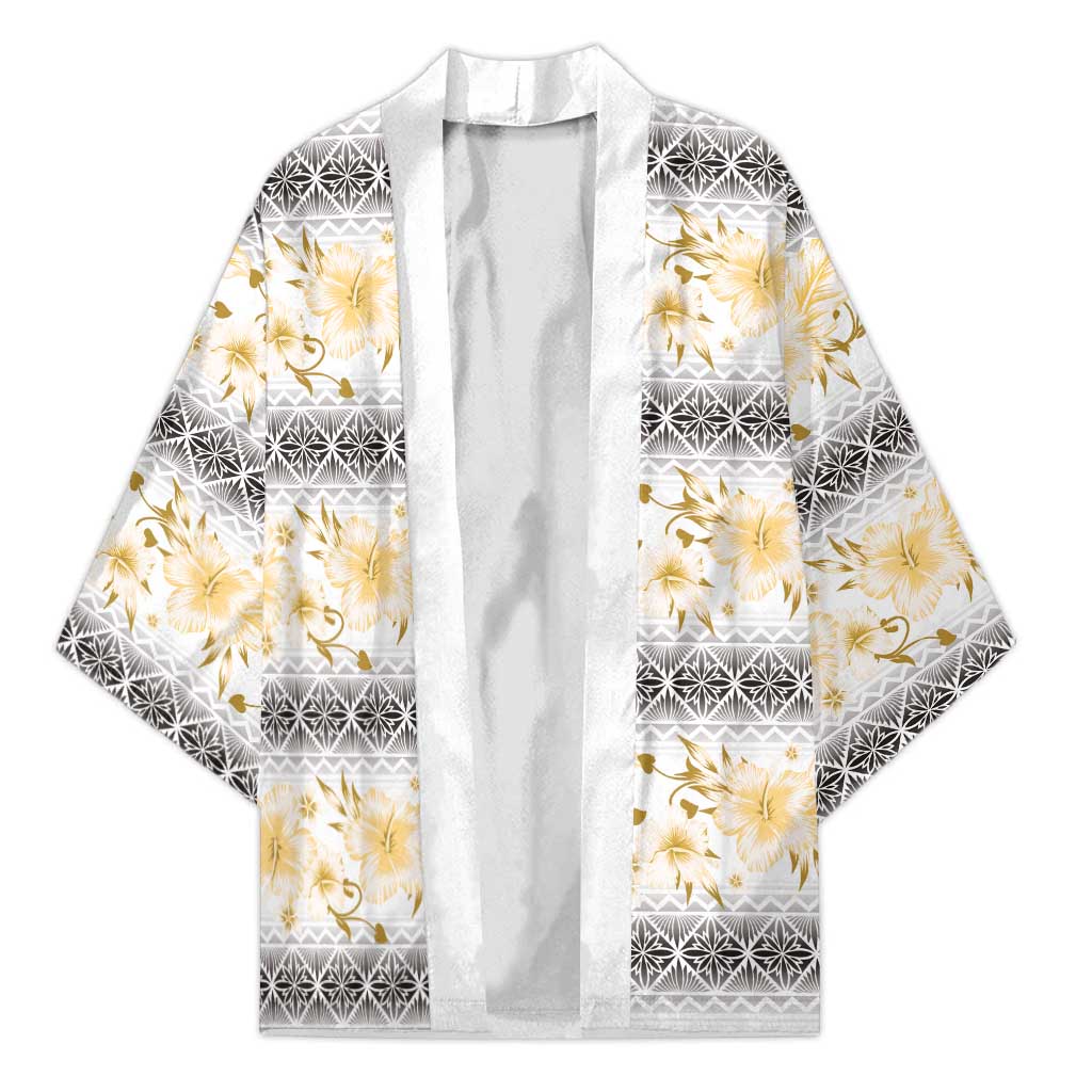 Samoa White Sunday Kimono Samoan Tapa Yellow Hibiscus LT05 Unisex Yellow - Polynesian Pride