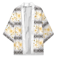 Samoa White Sunday Kimono Samoan Tapa Yellow Hibiscus LT05 Unisex Yellow - Polynesian Pride