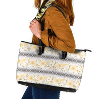 Samoa White Sunday Leather Tote Bag Samoan Tapa Yellow Hibiscus LT05 Yellow - Polynesian Pride