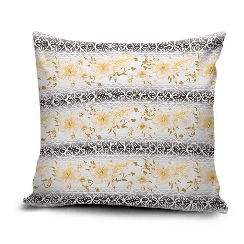 Samoa White Sunday Pillow Cover Samoan Tapa Yellow Hibiscus LT05 Yellow - Polynesian Pride