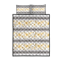 Samoa White Sunday Quilt Bed Set Samoan Tapa Yellow Hibiscus LT05 - Polynesian Pride