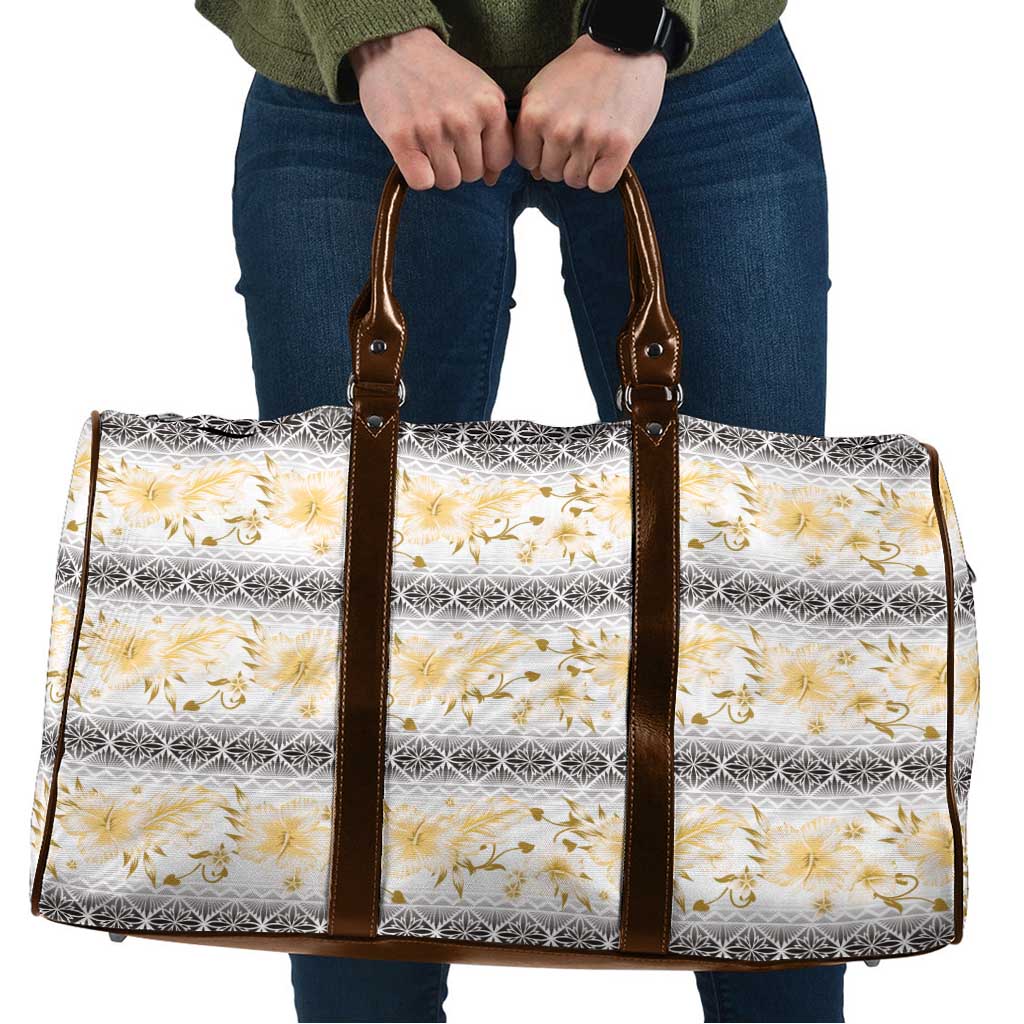 Samoa White Sunday Travel Bag Samoan Tapa Yellow Hibiscus LT05 Yellow - Polynesian Pride