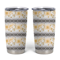Samoa White Sunday Tumbler Cup Samoan Tapa Yellow Hibiscus LT05 Yellow - Polynesian Pride