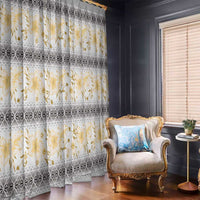 Samoa White Sunday Window Curtain Samoan Tapa Yellow Hibiscus LT05 - Polynesian Pride