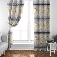 Samoa White Sunday Window Curtain Samoan Tapa Yellow Hibiscus LT05 - Polynesian Pride