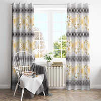 Samoa White Sunday Window Curtain Samoan Tapa Yellow Hibiscus LT05 - Polynesian Pride