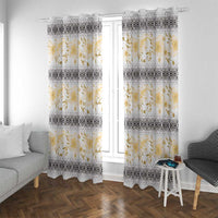 Samoa White Sunday Window Curtain Samoan Tapa Yellow Hibiscus LT05 With Grommets Yellow - Polynesian Pride
