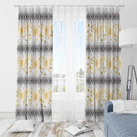 Samoa White Sunday Window Curtain Samoan Tapa Yellow Hibiscus LT05 - Polynesian Pride