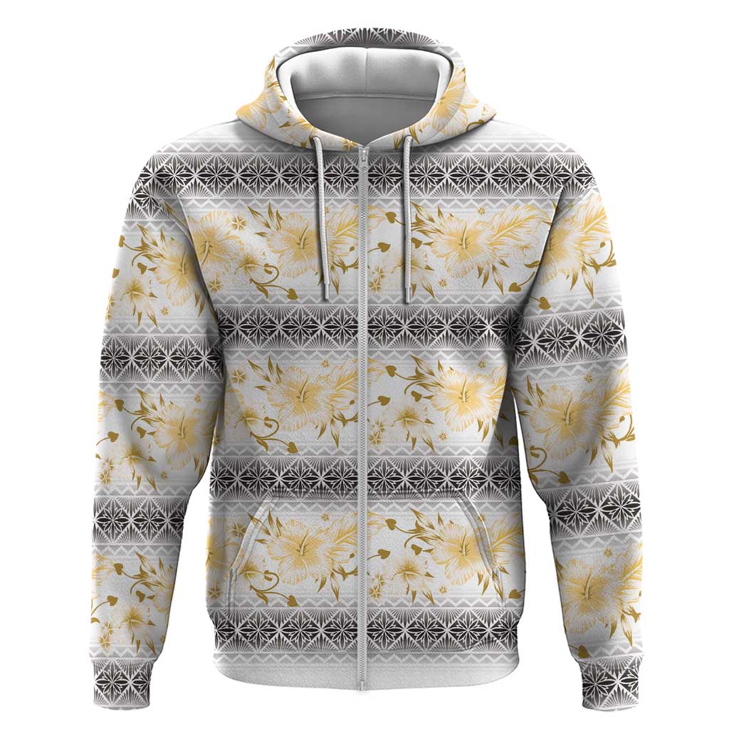 Samoa White Sunday Zip Hoodie Samoan Tapa Yellow Hibiscus LT05 Zip Hoodie Yellow - Polynesian Pride