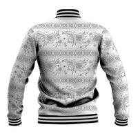 Samoa White Sunday Baseball Jacket Samoan Tapa White Hibiscus LT05 - Polynesian Pride
