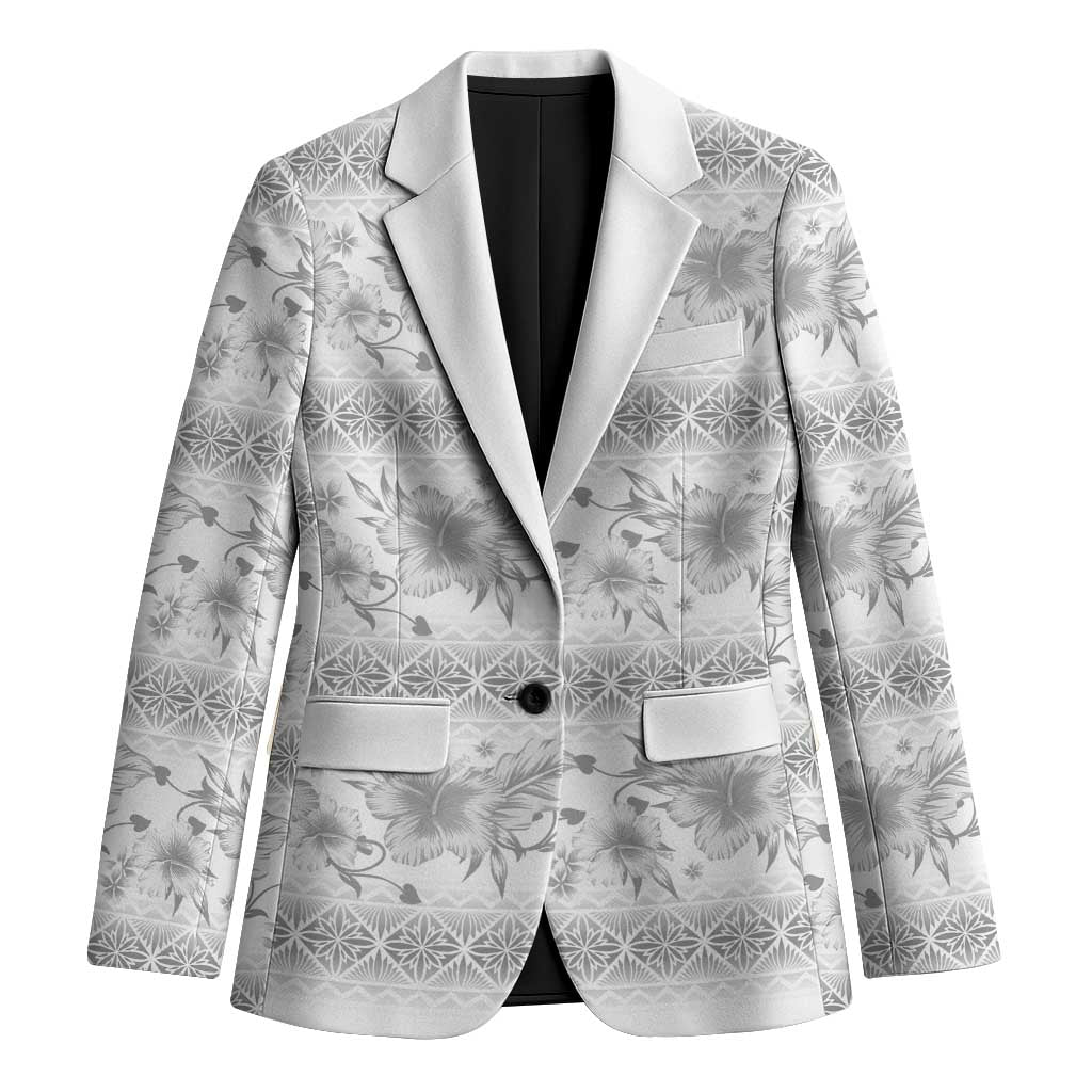 Samoa White Sunday Blazer Samoan Tapa White Hibiscus LT05 Unisex White - Polynesian Pride