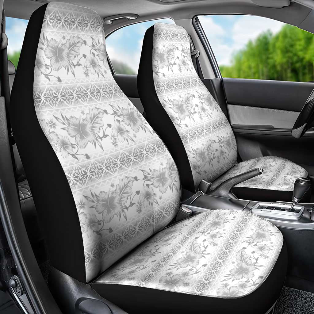 Samoa White Sunday Car Seat Cover Samoan Tapa White Hibiscus LT05 - Polynesian Pride