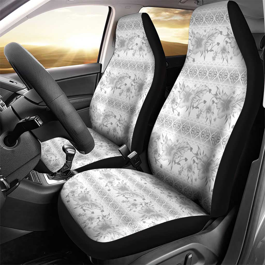 Samoa White Sunday Car Seat Cover Samoan Tapa White Hibiscus LT05 - Polynesian Pride
