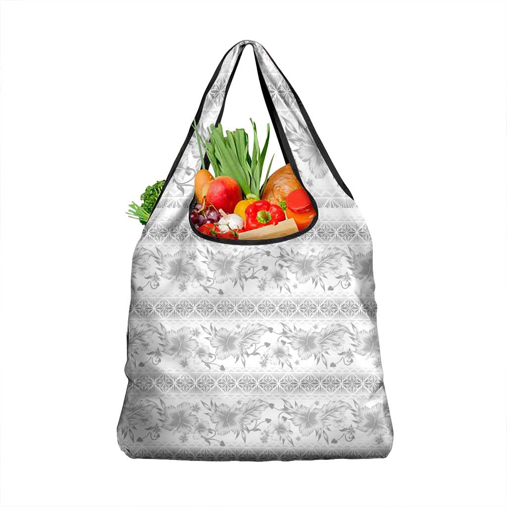 Samoa White Sunday Grocery Bag Samoan Tapa White Hibiscus LT05 1-pack One Size White - Polynesian Pride