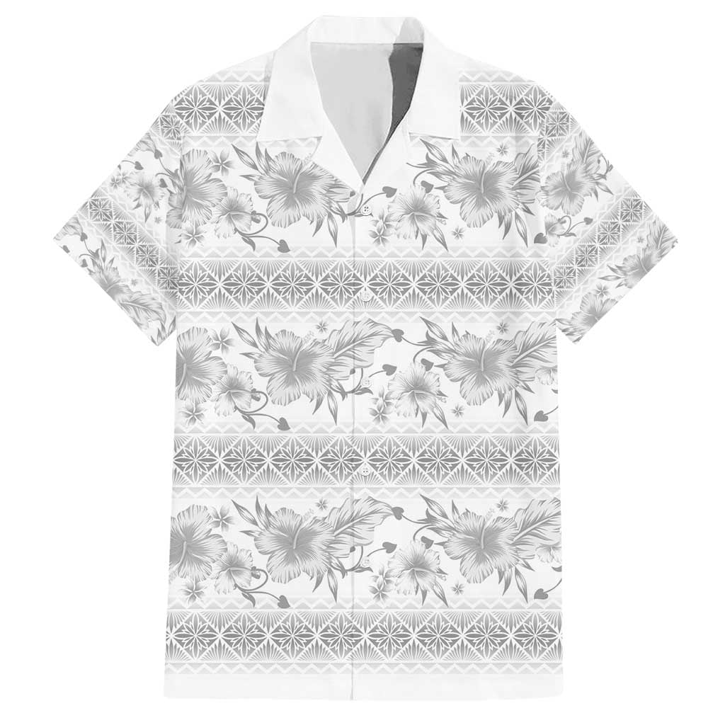 Samoa White Sunday Hawaiian Shirt Samoan Tapa White Hibiscus LT05 White - Polynesian Pride