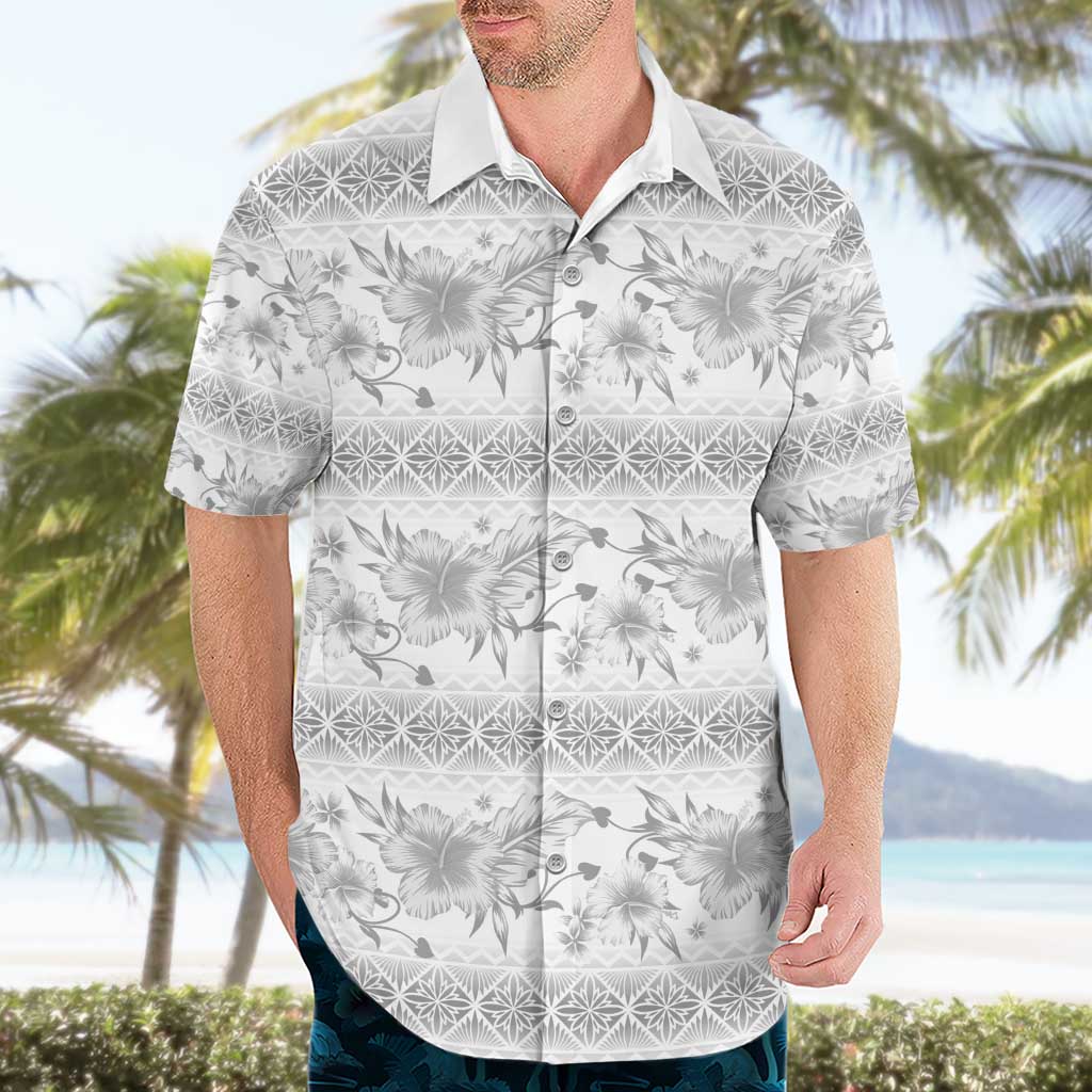 Samoa White Sunday Hawaiian Shirt Samoan Tapa White Hibiscus LT05 - Polynesian Pride