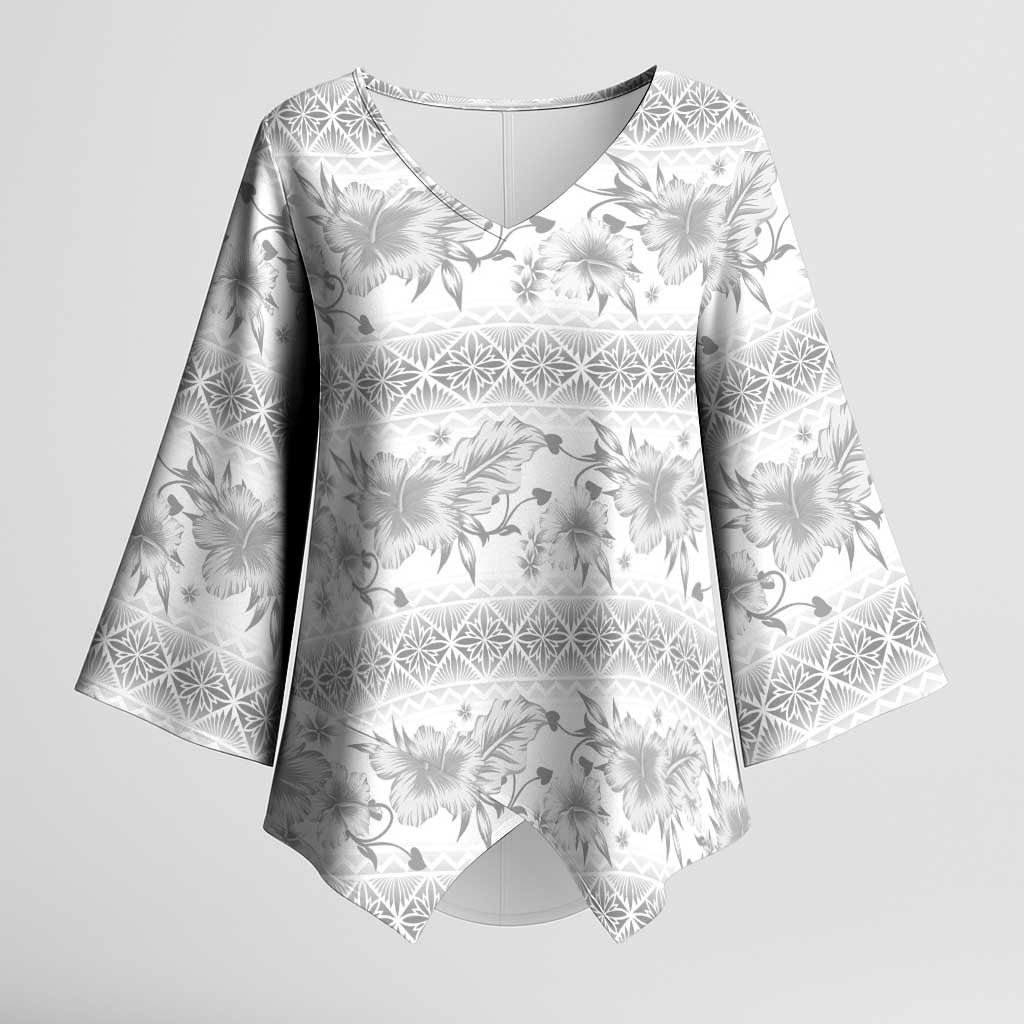 Samoa White Sunday Kimono Sleeve Blouse Samoan Tapa White Hibiscus LT05 Female White - Polynesian Pride