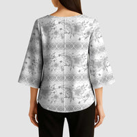 Samoa White Sunday Kimono Sleeve Blouse Samoan Tapa White Hibiscus LT05 - Polynesian Pride
