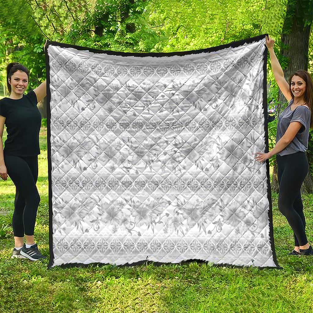 Samoa White Sunday Quilt Samoan Tapa White Hibiscus LT05 - Polynesian Pride