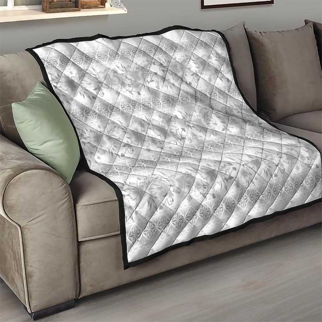Samoa White Sunday Quilt Samoan Tapa White Hibiscus LT05 - Polynesian Pride